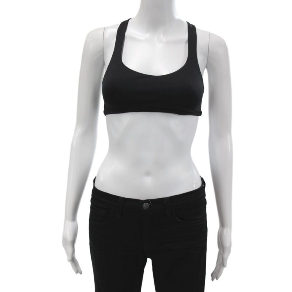 Lululemon Womens Strappy Back Stretch Knit Sports Bra Black Size 4